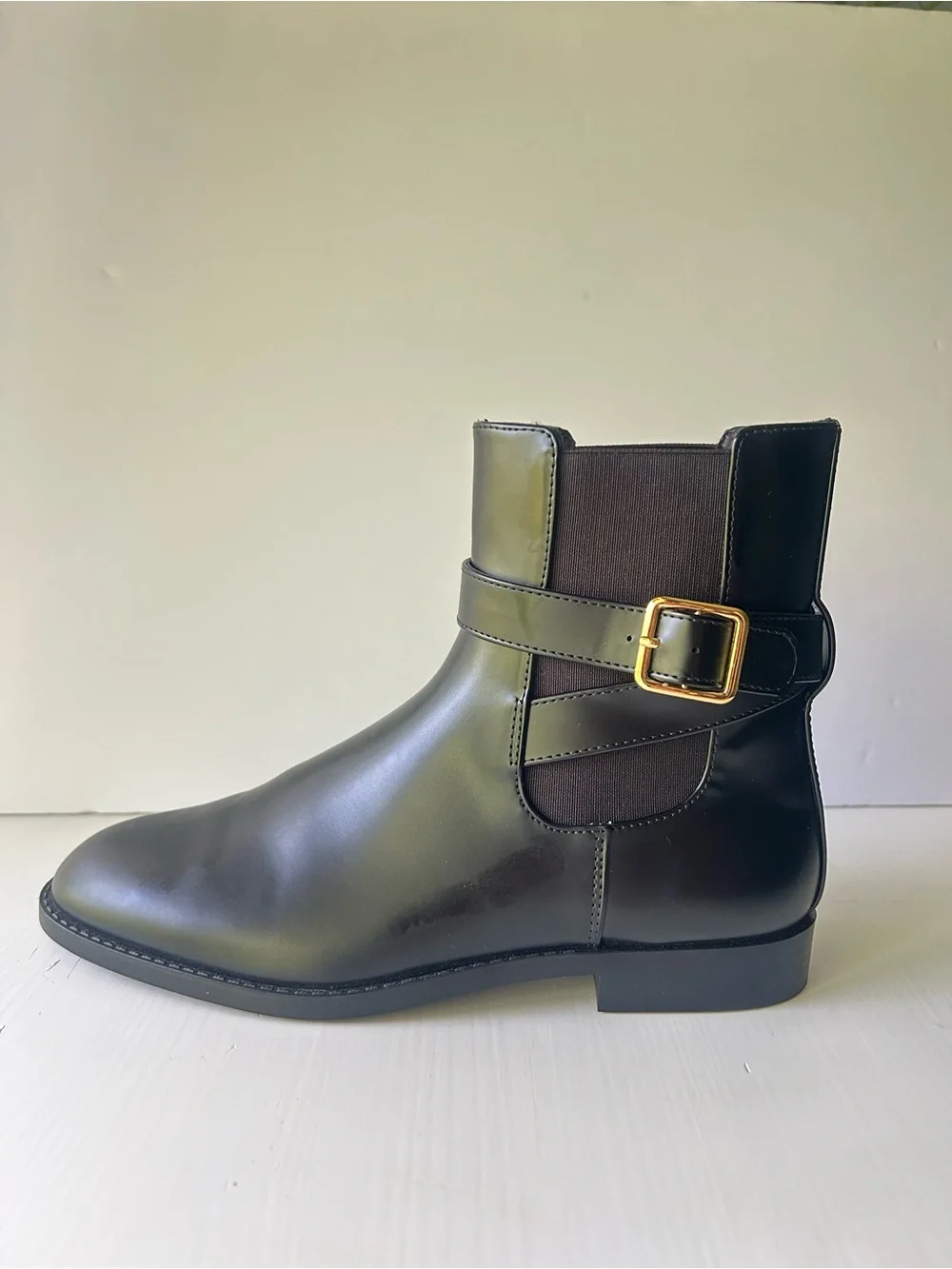 Mango MGO Piero Black Women's Chelsea Boots with Elastic and Gold Side Buckle